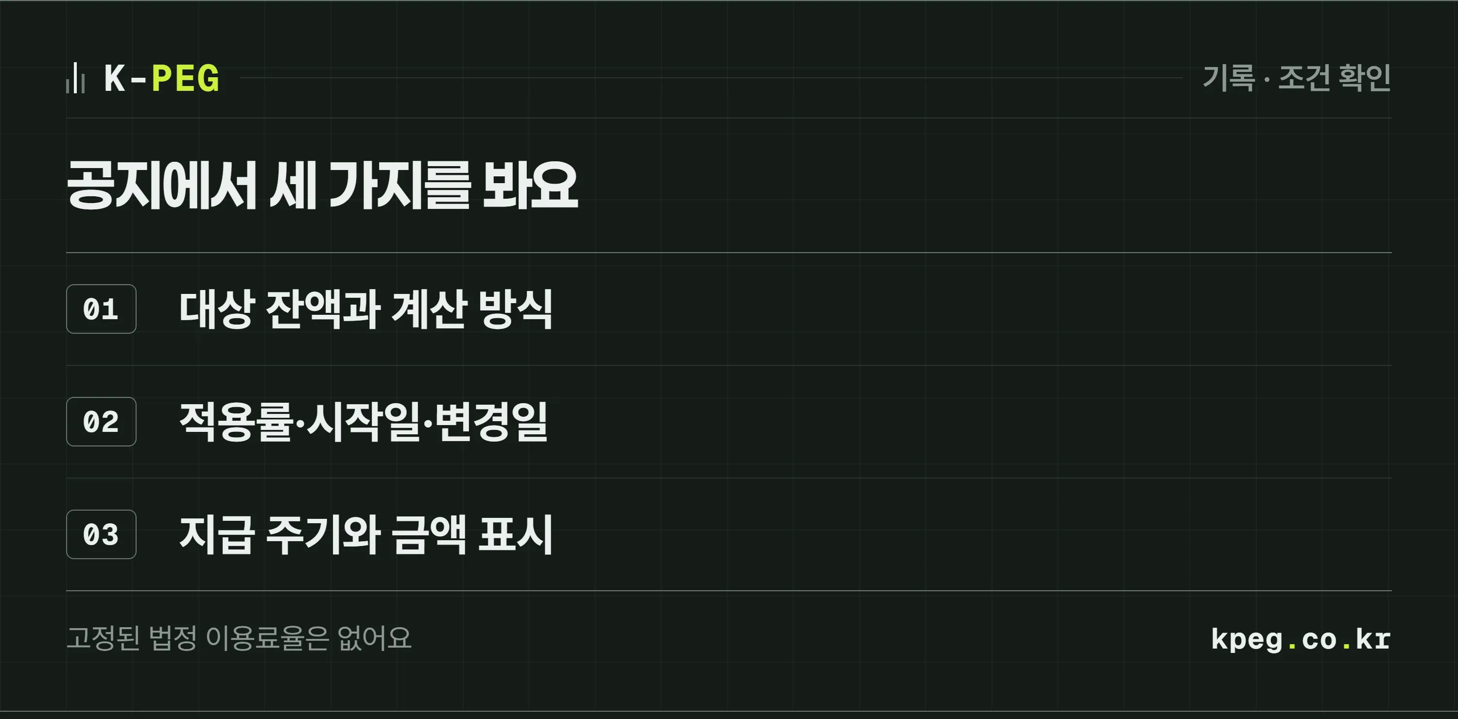 예치금 이용료 공지 확인: 산정 대상 잔액, 적용 이용료율과 기간, 지급 주기를 대조